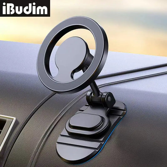 Metal Magnetic Car Phone Holder for Magsafe 360° Rotation Foldable Magnet Car Dashboard Cellphone Mount Stand GPS Support
