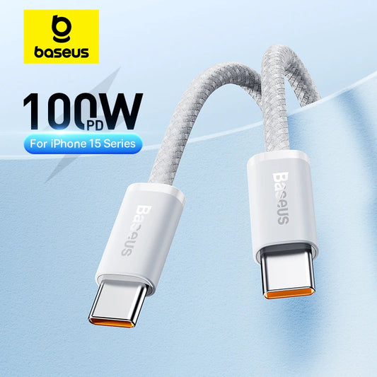 100W Type C to USB C Cable for Iphone 16 15 Fast Charging Charger Cord for Macbook Ipad Samsung Xiaomi Fast USB C Wire
