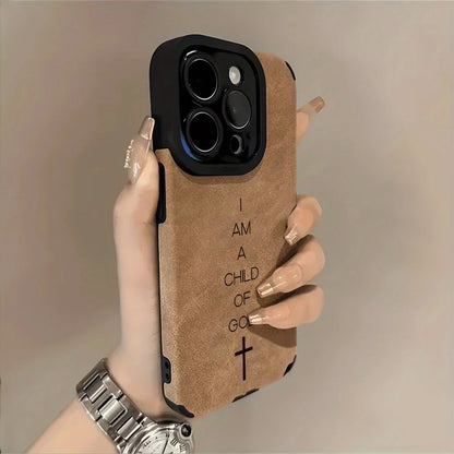 Am a Child of God Pattern Faux Leather Phone Case for Iphone 17 16 15 14 13 12 11 Pro Max plus Air 16E X XR XS Soft Bumper Cover