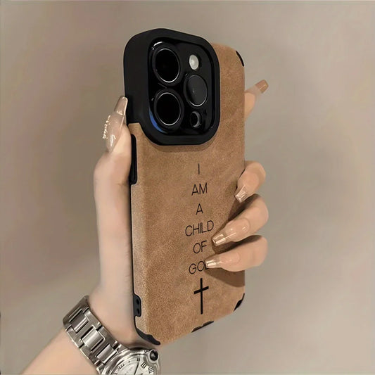 Am a Child of God Pattern Faux Leather Phone Case for Iphone 17 16 15 14 13 12 11 Pro Max plus Air 16E X XR XS Soft Bumper Cover
