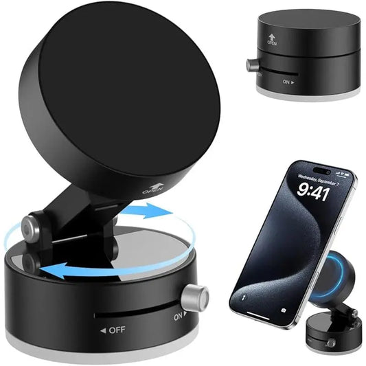 Vacuum Magnetic Suction Phone Holder,Upgraded 360 ° Adjustable Suction Cup Car Phone Mount,Hands-Free Cell Phone Holder for Car/Gym/Mirror/Smooth Surface,Compatible with Iphone 16/15/14/13/12 Series