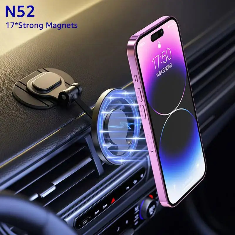 Metal Magnetic Car Phone Holder for Magsafe 360° Rotation Foldable Magnet Car Dashboard Cellphone Mount Stand GPS Support
