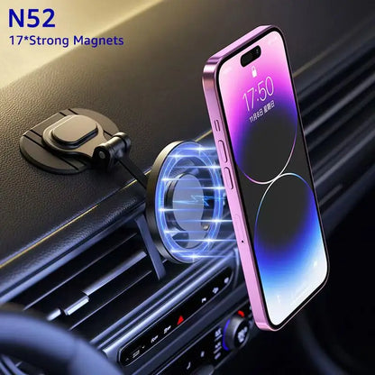Metal Magnetic Car Phone Holder for Magsafe 360° Rotation Foldable Magnet Car Dashboard Cellphone Mount Stand GPS Support