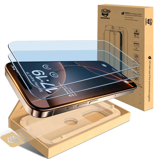 PANDASHIELD [2PCS] Kraft Paper Made Screen Protector Cabin; for Iphone 16/15 Dust Free, Bubble Free, Precise Fit【2Pcs +A Reusable Cabin】
