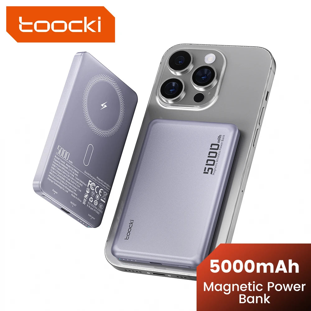 Magenetic Powerbank 5000Mah 15W Wireless Charging for Magsafe PD 20W Extenal Battery for Iphone 17 16 15 14 13 Pro Max