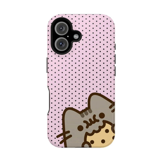 Pusheen the Cat Phone Case, Polka Dot Shockproof Case Cover Compatible with Iphone 16 15 14 13 12 11 Pro Max Galaxy S25 S24 S23 S22 Ultra, Gift for Christmas