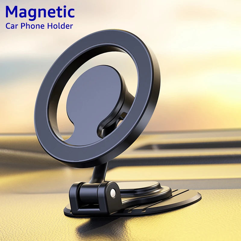 Metal Magnetic Car Phone Holder for Magsafe 360° Rotation Foldable Magnet Car Dashboard Cellphone Mount Stand GPS Support