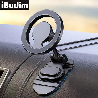 Metal Magnetic Car Phone Holder for Magsafe 360° Rotation Foldable Magnet Car Dashboard Cellphone Mount Stand GPS Support