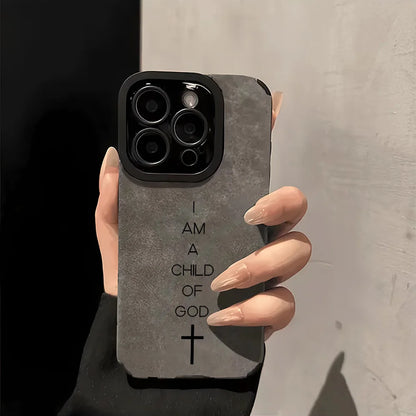 Am a Child of God Pattern Faux Leather Phone Case for Iphone 17 16 15 14 13 12 11 Pro Max plus Air 16E X XR XS Soft Bumper Cover