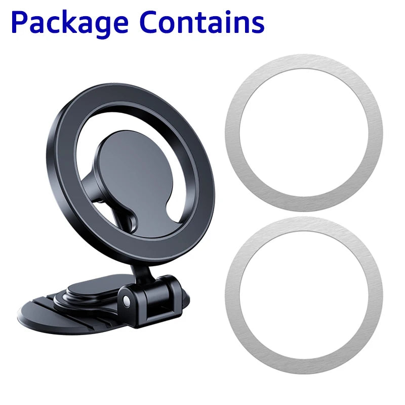 Metal Magnetic Car Phone Holder for Magsafe 360° Rotation Foldable Magnet Car Dashboard Cellphone Mount Stand GPS Support