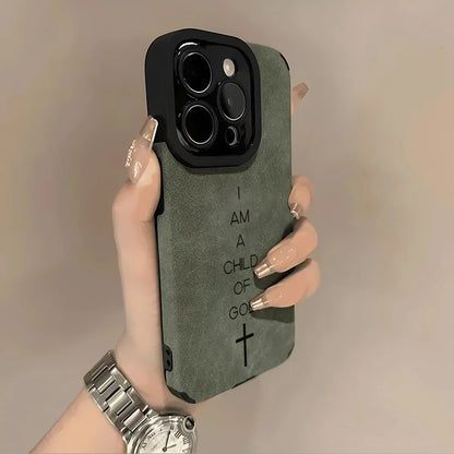 Am a Child of God Pattern Faux Leather Phone Case for Iphone 17 16 15 14 13 12 11 Pro Max plus Air 16E X XR XS Soft Bumper Cover