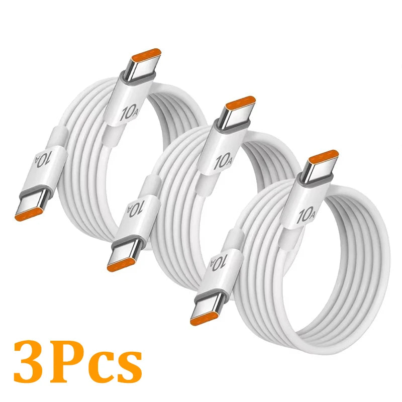 1/3Pcs 10A Cable 120W Super Fast Charging Type C to Type C Cable Highspeed Data Transfer for Iphone Samsung Xiaomi Charger Cable