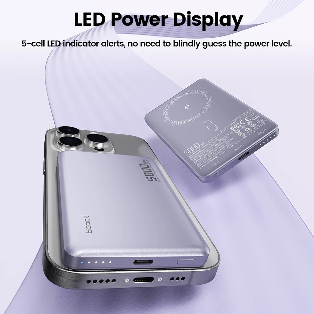 Magenetic Powerbank 5000Mah 15W Wireless Charging for Magsafe PD 20W Extenal Battery for Iphone 17 16 15 14 13 Pro Max